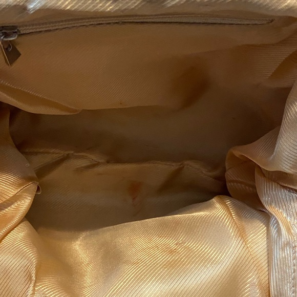 Vintage Beaded Embroidered Evening Bag Purse Floral Design Metal Handle Shoulder - Picture 10 of 16